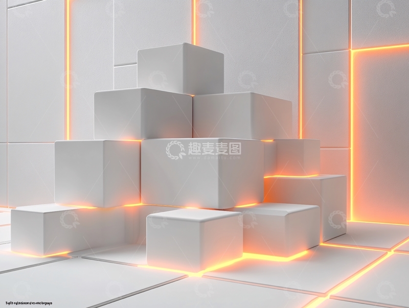 高清大图下载【趣麦麦图】立体方块背景1