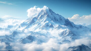 云中的雪山天空户外风景背景壁纸