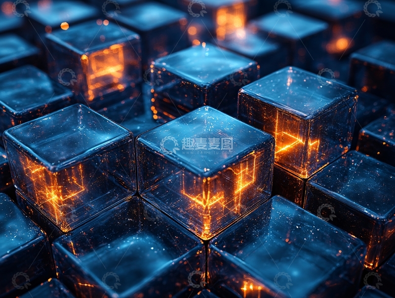 高清大图下载【趣麦麦图】发光橙色立方体6