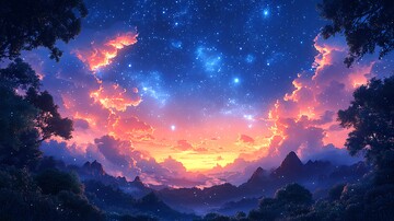 星空银河夜空背景插画1