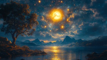 星空银河夜空背景插画2