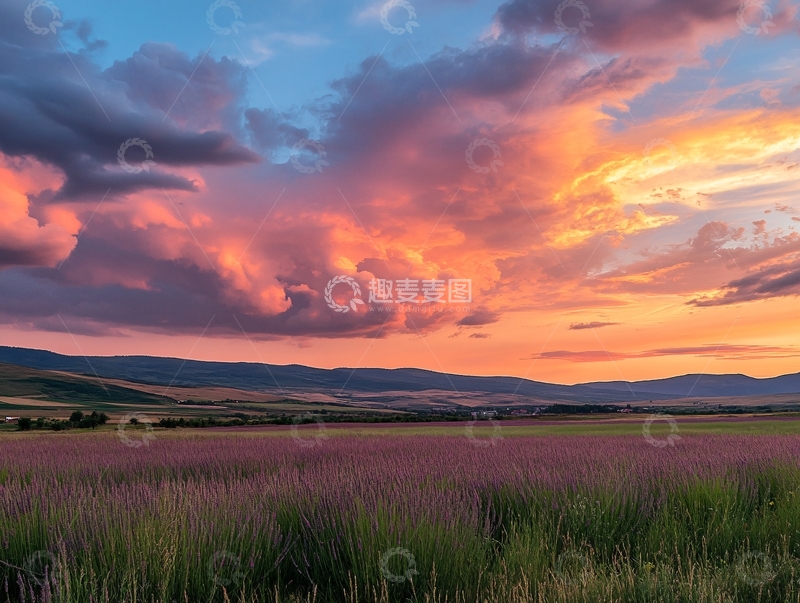 高清大图下载【趣麦麦图】草原湿地晚霞