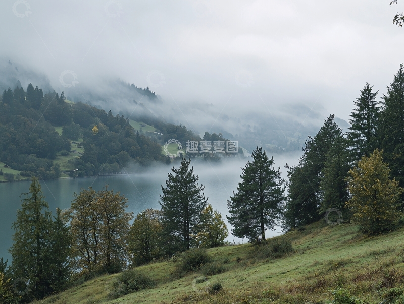 高清大图下载【趣麦麦图】高山湖泊松树2