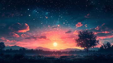 夜空映衬下的风景轮廓插画2