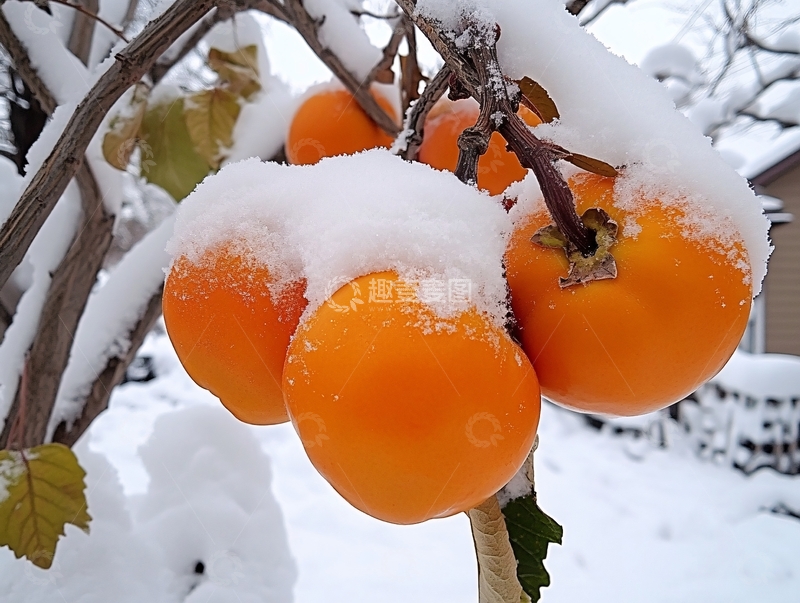 高清大图下载【趣麦麦图】盖着雪被的红柿2