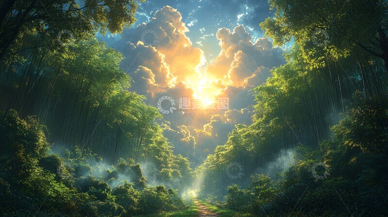高清大图下载【趣麦麦图】阳光穿过竹林4