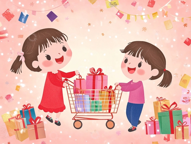 高清大图下载【趣麦麦图】儿童节购物