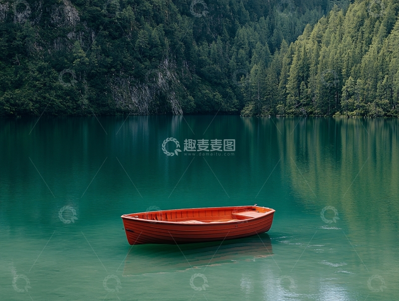 高清大图下载【趣麦麦图】意境湖泊小船2