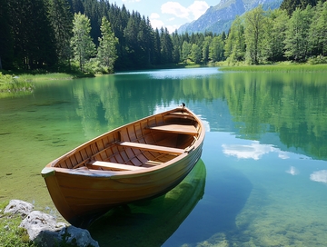 自然风景湖边木船