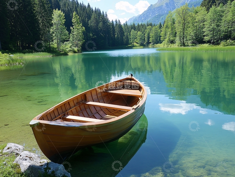 高清大图下载【趣麦麦图】自然风景湖边木船