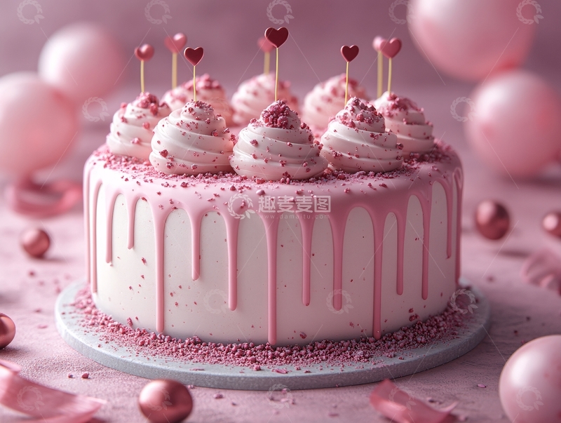 高清大图下载【趣麦麦图】粉色生日蛋糕3