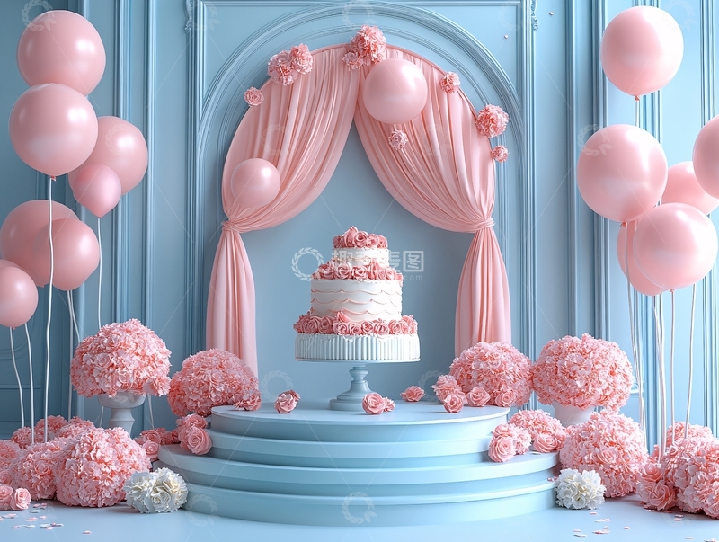 高清大图下载【趣麦麦图】粉蓝色生日派对1