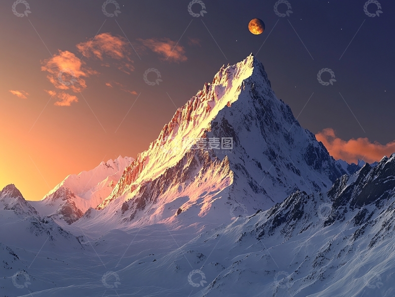高清大图下载【趣麦麦图】雪山意境图