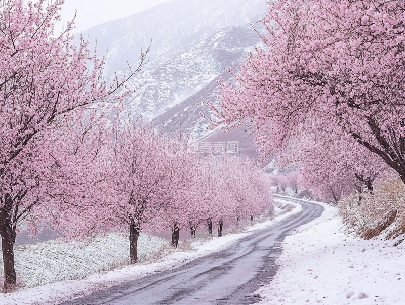 高清大图下载【趣麦麦图】桃花道路