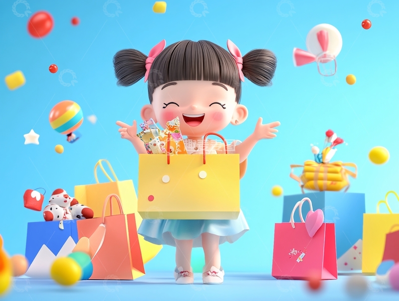 高清大图下载【趣麦麦图】儿童节购物1