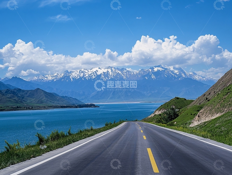 高清大图下载【趣麦麦图】环湖沥青路