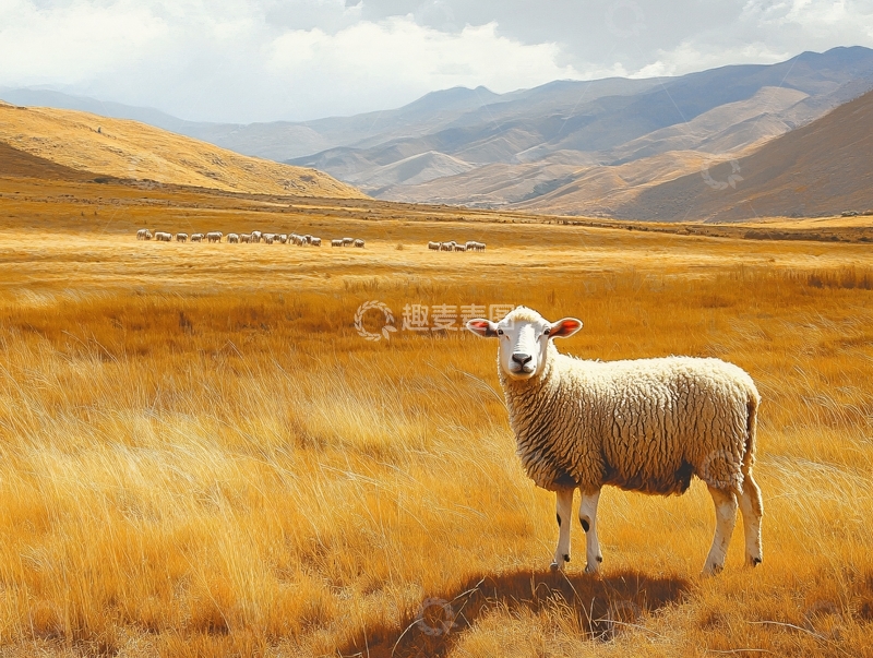 高清大图下载【趣麦麦图】手绘草原羊