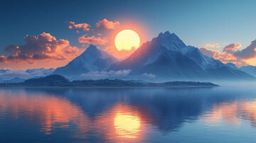 日落时的科幻星球图像