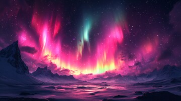 非常漂亮的星空极光插画2