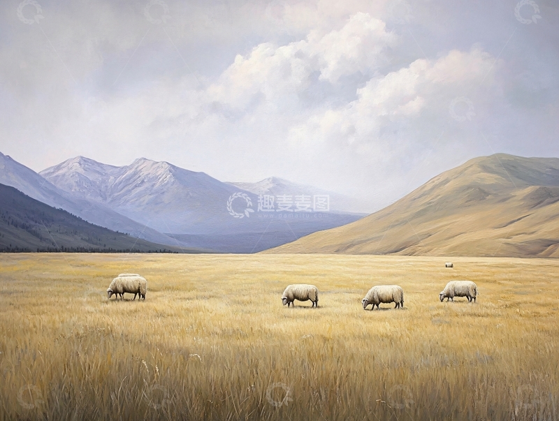 高清大图下载【趣麦麦图】秋季草原羊群