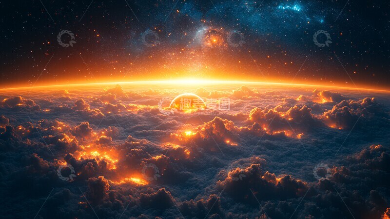 高清大图下载【趣麦麦图】星空银河地球背景