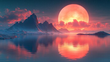 日落时的科幻星球图像1