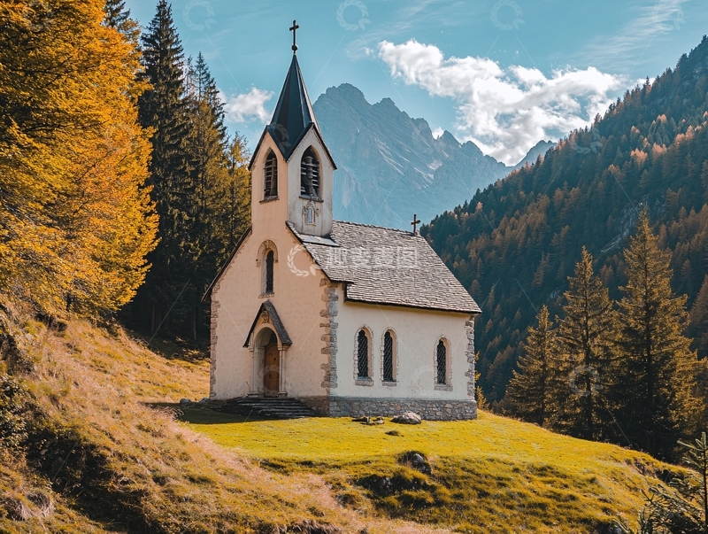 高清大图下载【趣麦麦图】深山教堂