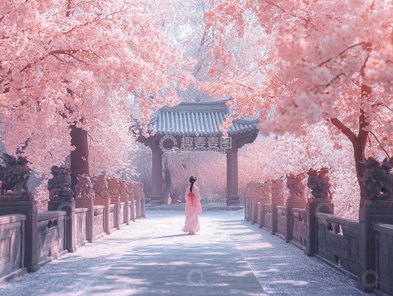 高清大图下载【趣麦麦图】樱花树下汉服与和服