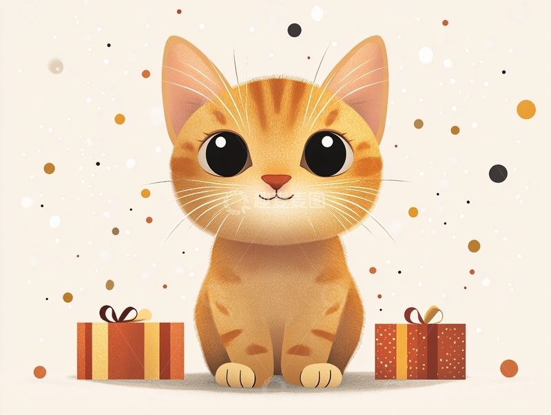 高清大图下载【趣麦麦图】卡通橘猫插画