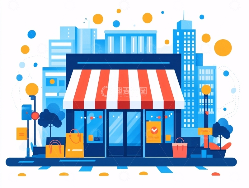 高清大图下载【趣麦麦图】扁平风购物场景1