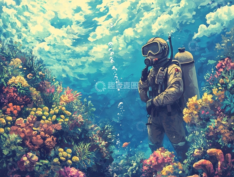 高清大图下载【趣麦麦图】珊瑚礁插画1