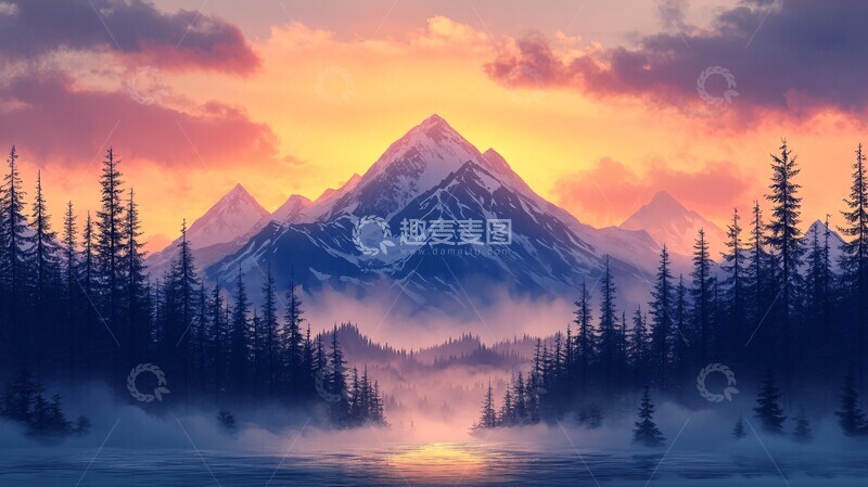 高清大图下载【趣麦麦图】雪山雪林云海雪景