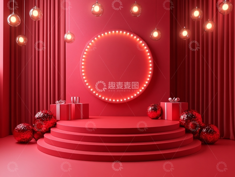 高清大图下载【趣麦麦图】红色立体场景舞台展台18