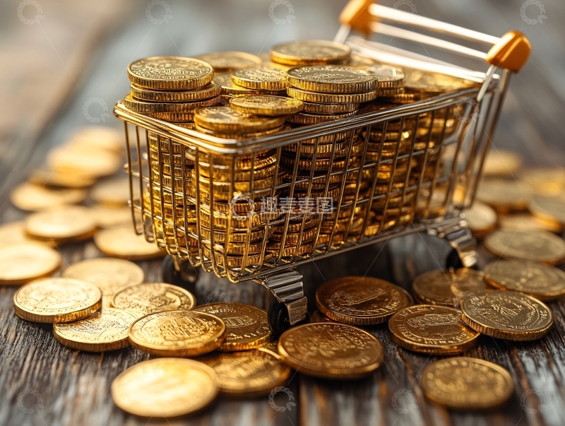 高清大图下载【趣麦麦图】购物车里面的金币