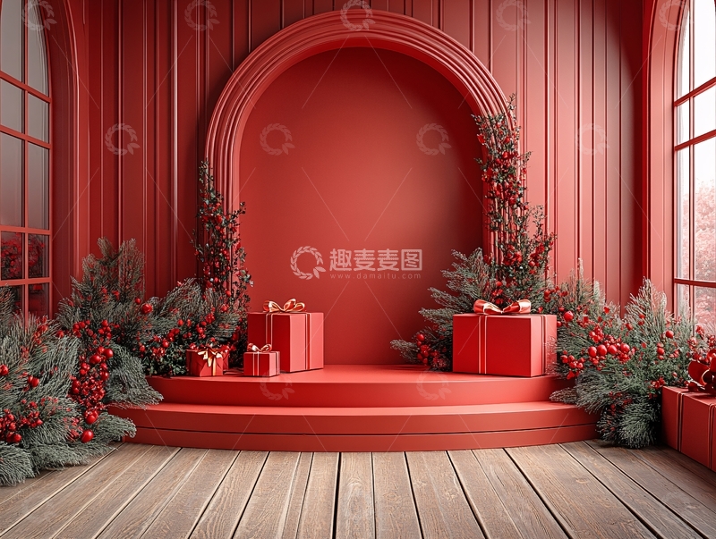 高清大图下载【趣麦麦图】红色立体场景27