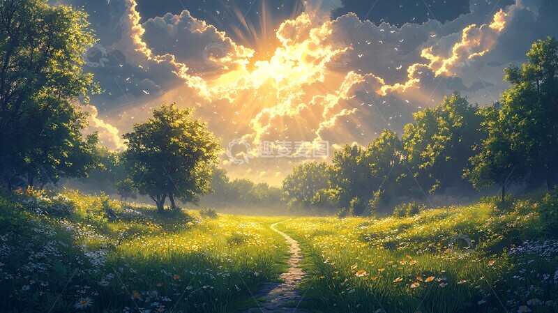 高清大图下载【趣麦麦图】绿色森林背景插画3