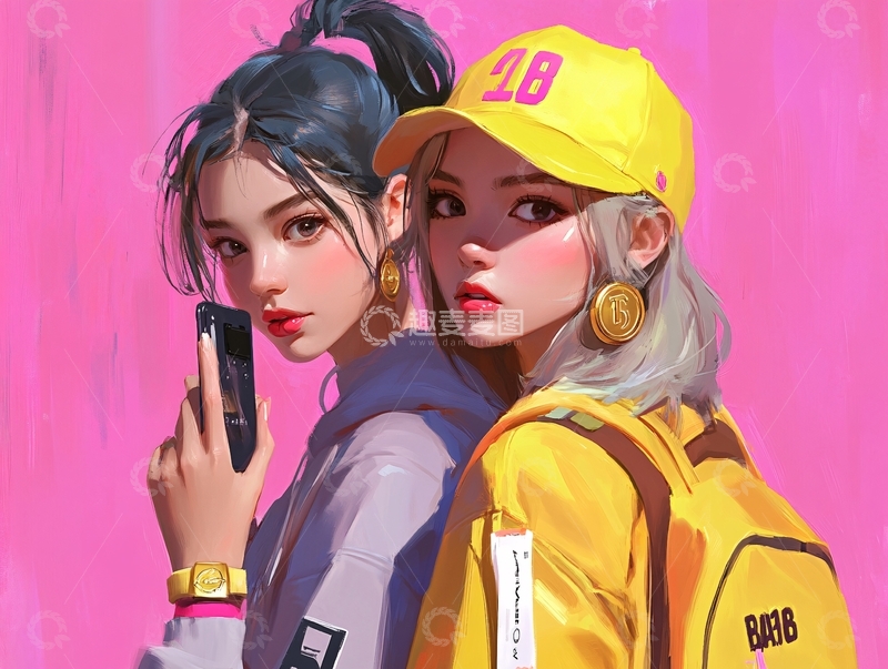 高清大图下载【趣麦麦图】网红潮流插画