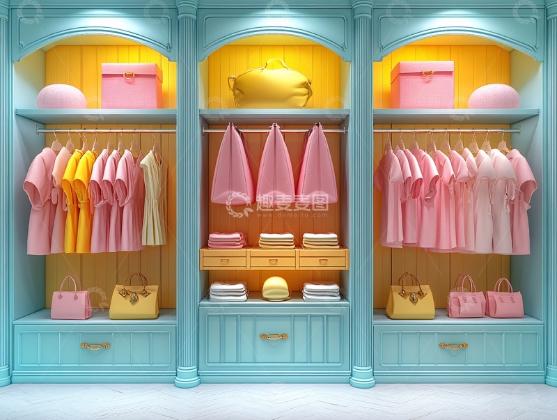 高清大图下载【趣麦麦图】粉色服装店展示