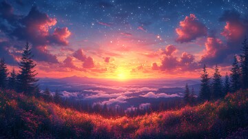 星空夜晚宁静的夜黎明3