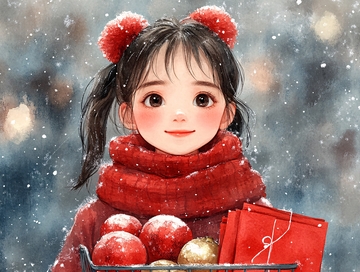 拿冰糖葫芦的小女孩