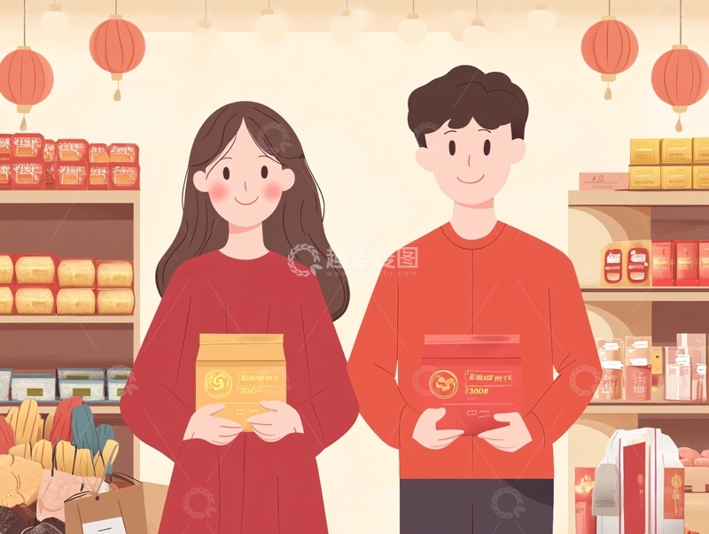 高清大图下载【趣麦麦图】新年情侣插画8