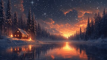 雪夜圣诞小屋