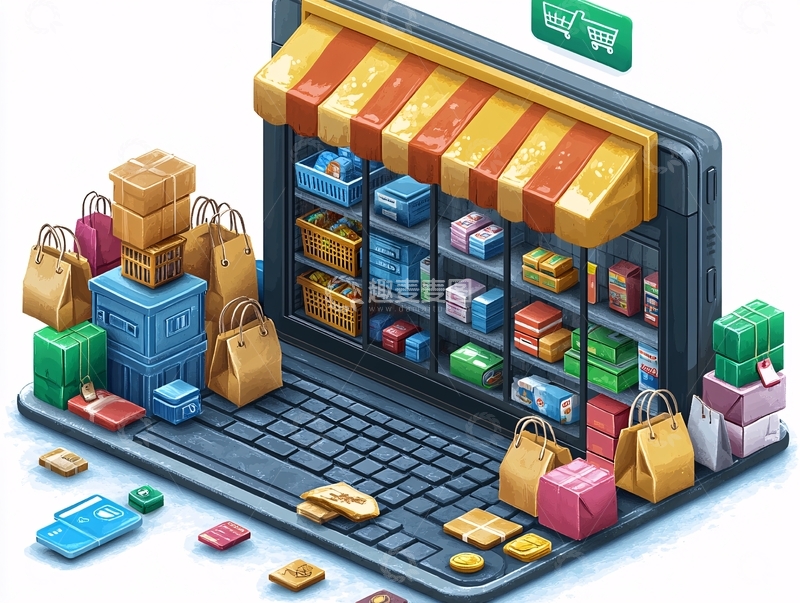 高清大图下载【趣麦麦图】网络购物概念素材