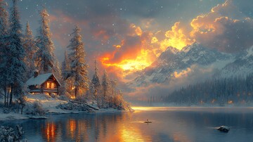 风景插画充满梦幻色彩的房屋5