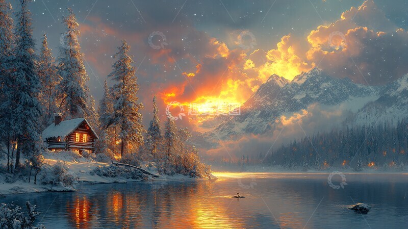 高清大图下载【趣麦麦图】风景插画充满梦幻色彩的房屋5