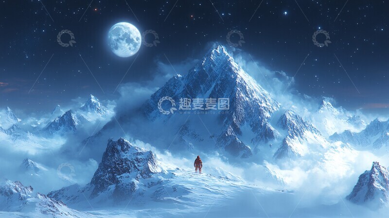 高清大图下载【趣麦麦图】星空下的雪上自然风景抽象背景2