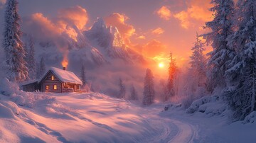 风景插画充满梦幻色彩的房屋3