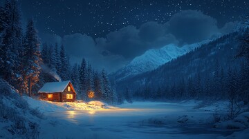 风景插画充满梦幻色彩的房屋7