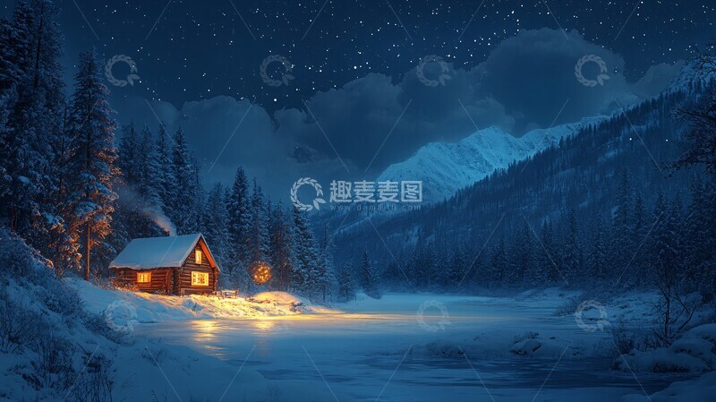 高清大图下载【趣麦麦图】风景插画充满梦幻色彩的房屋7