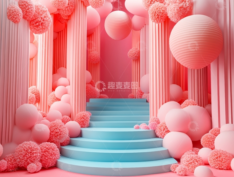 高清大图下载【趣麦麦图】红色立体场景29